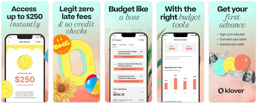 cash advance app like moneylion - Klover